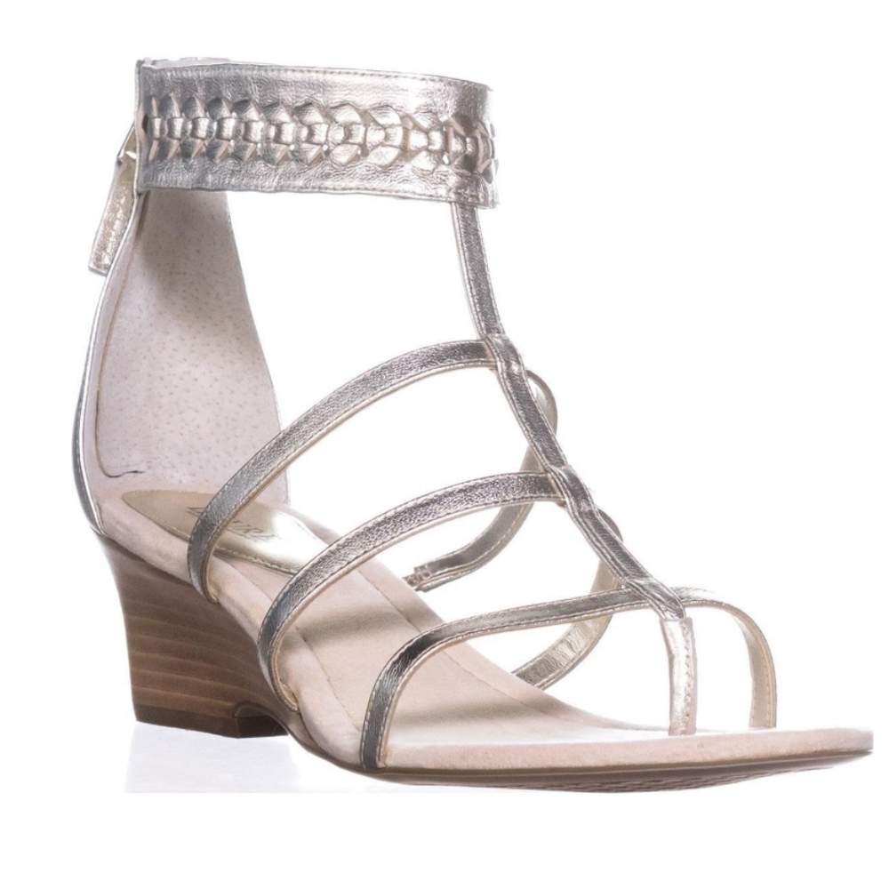 Lauren Ralph Lauren Meira Gold Wedge Strappy Sandal 8 nwt